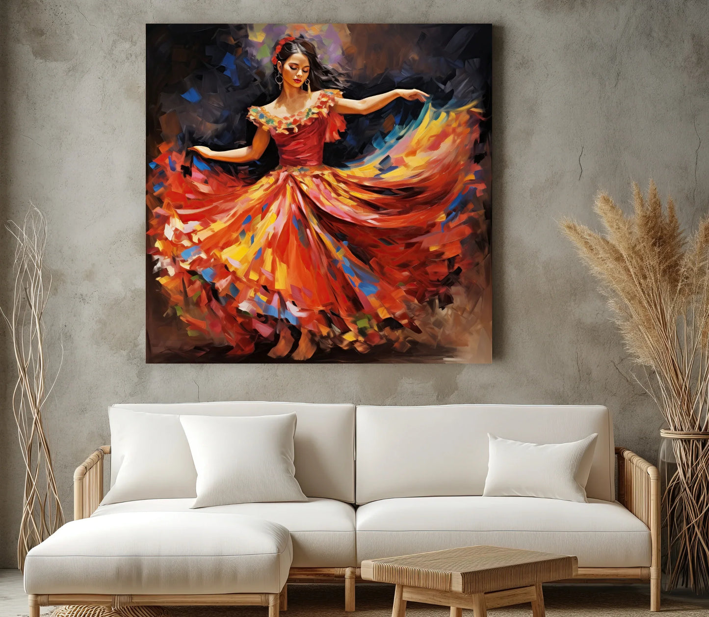Mexican Jarabe Tapatio Home Decor - Mexican Folklorico Wall Art for Living Room - Mexican Art - Mexican Folk Dance Print Folklorico Art Wall Art – Canvas Print