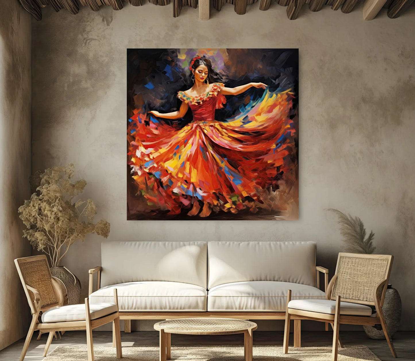 Mexican Jarabe Tapatio Home Decor - Mexican Folklorico Wall Art for Living Room - Mexican Art - Mexican Folk Dance Print Folklorico Art Wall Art – Canvas Print