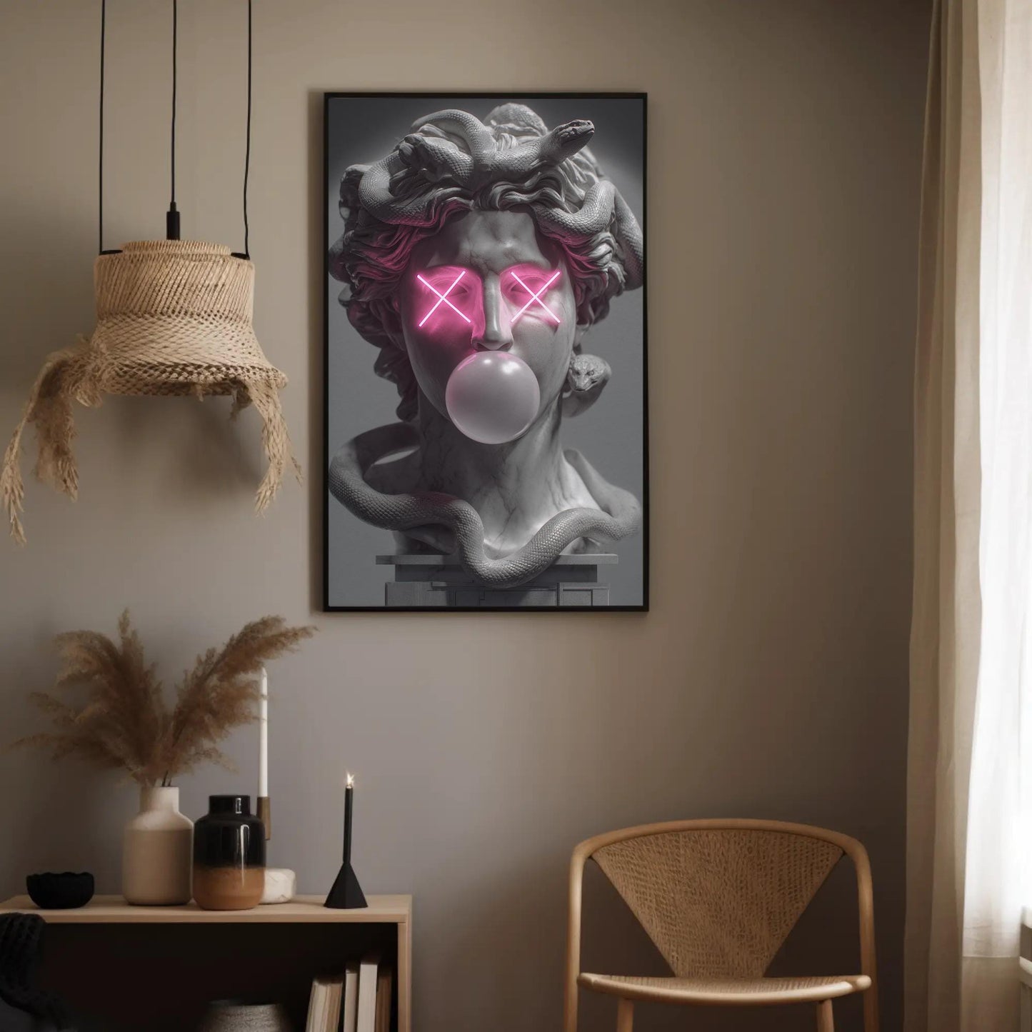 Medusa canvas wall art shown in a styled room (view 4)