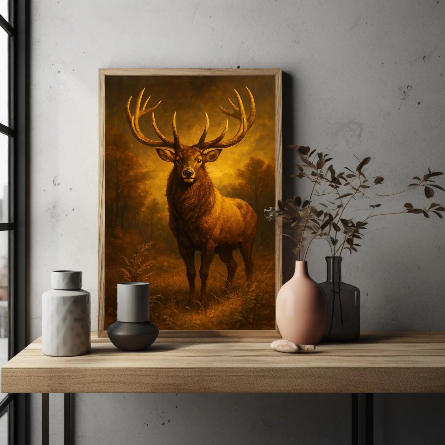 Elk Oil Painting - Majestic Rustic Lodge Decor | Wildlife Wall Art Canvas - Antarmada