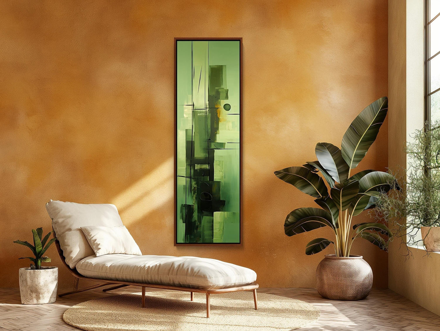 Sage Green Abstract Design Vertical Canvas Print, Tall Narrow Modern Wall Art, Minimalist Decor for Bedroom or Office, Ready to Hang Wall Art – Canvas Print