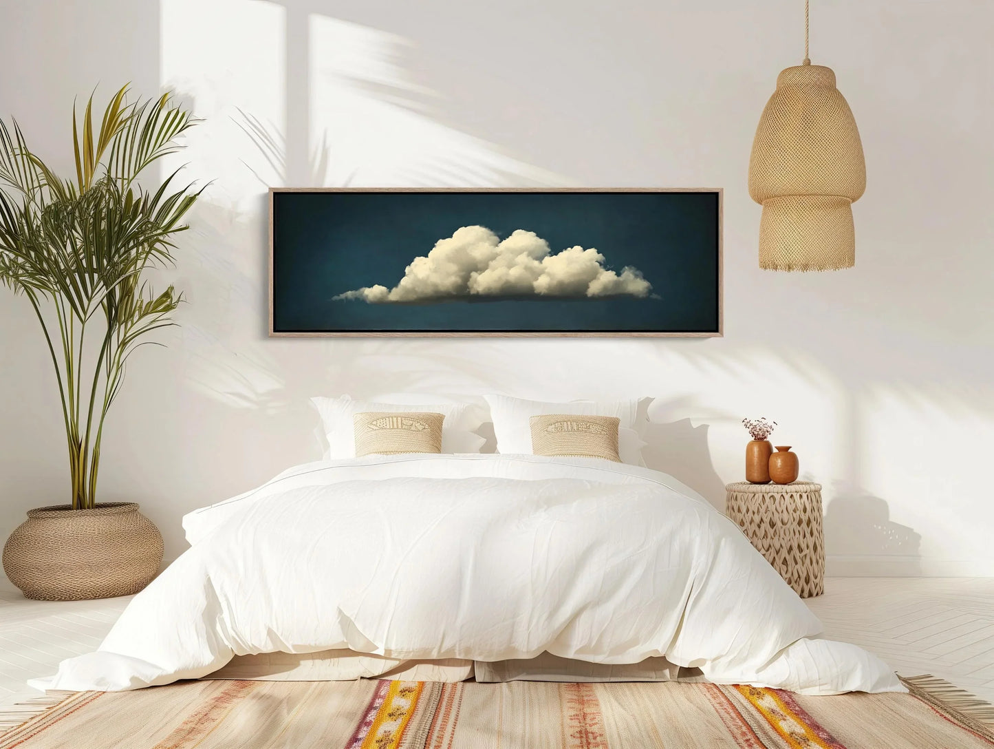 Lonely Cloud Painting, Cloud Canvas Print, Long Horizontal Extra Large Art, Panoramic Framed Wall Decor for Living Room, Ready to Hang Wall Art – Canvas Print
