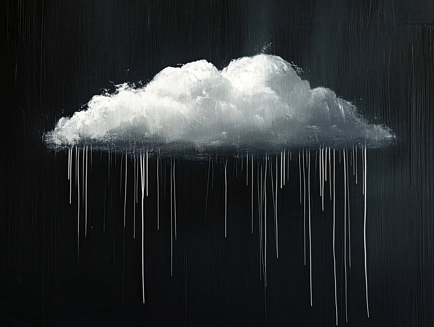 Minimalist Rain Cloud Print, Long Horizontal Extra Large Canvas Art, Black and White Modern Wall Decor for Moody Interiors Wall Art – Canvas Print
