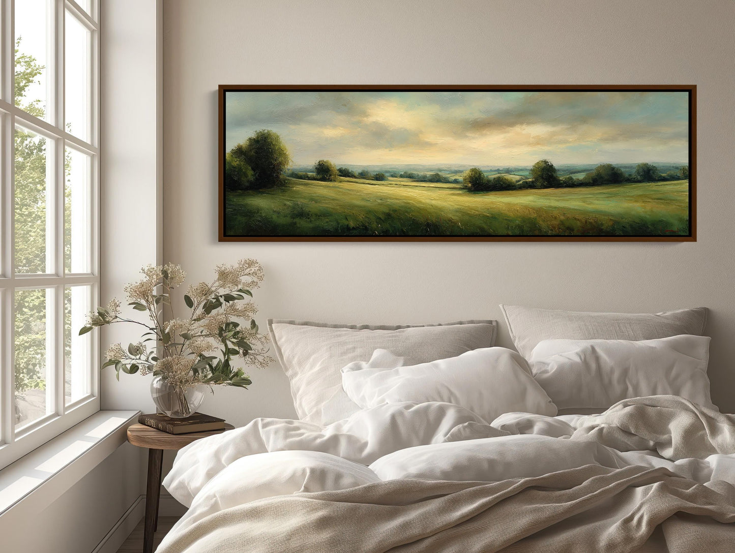Green Pasture Landscape Canvas Wall Art Extra Large Panoramic Horizontal Country Field Print For Rustic Farmhouse Decor Wall Art – Canvas Print