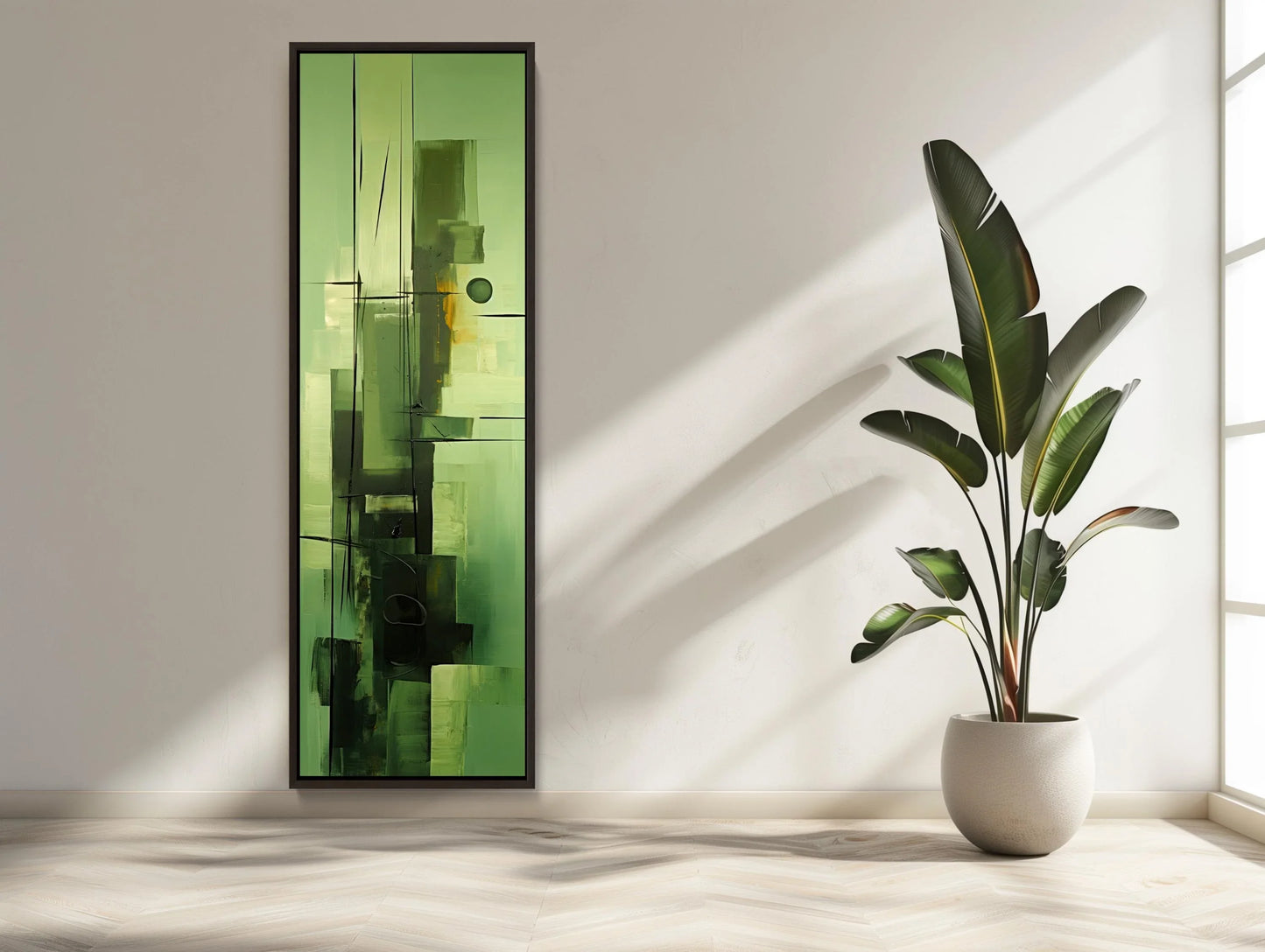 Sage Green Abstract Design Vertical Canvas Print, Tall Narrow Modern Wall Art, Minimalist Decor for Bedroom or Office, Ready to Hang Wall Art – Canvas Print