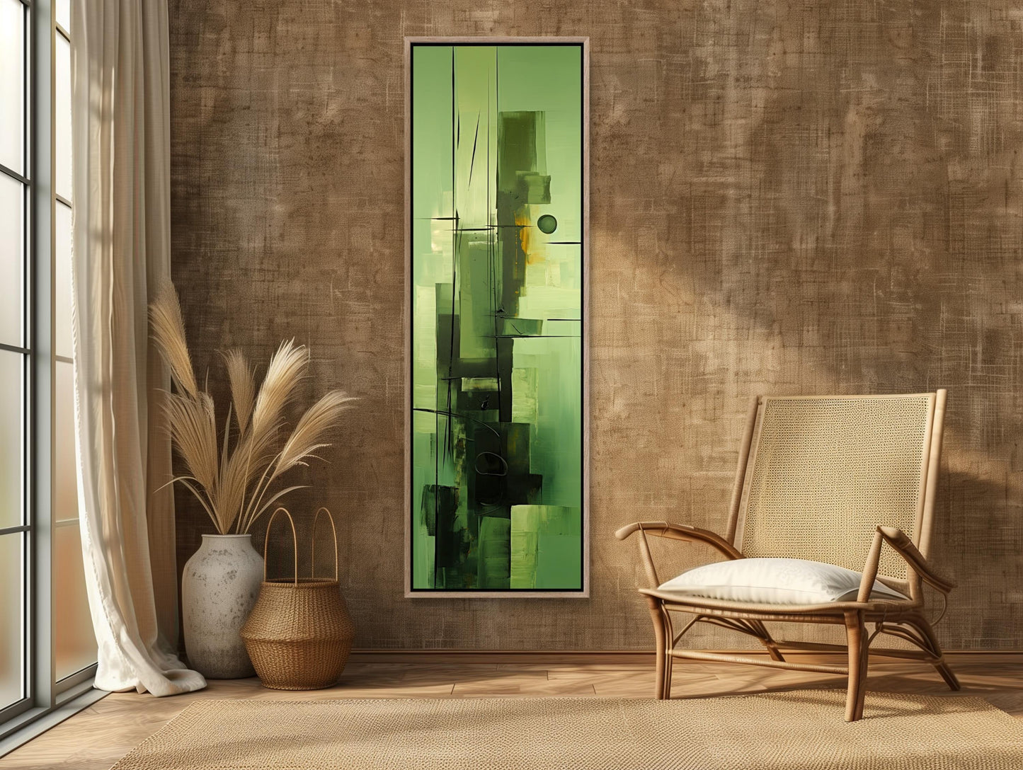 Sage Green Abstract Design Vertical Canvas Print, Tall Narrow Modern Wall Art, Minimalist Decor for Bedroom or Office, Ready to Hang Wall Art – Canvas Print