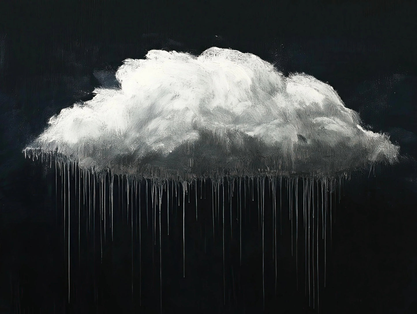 White cloud canvas art panoramic extra large long horizontal rain cloud painting modern minimal wall decor for bedroom or office space Wall Art – Canvas Print