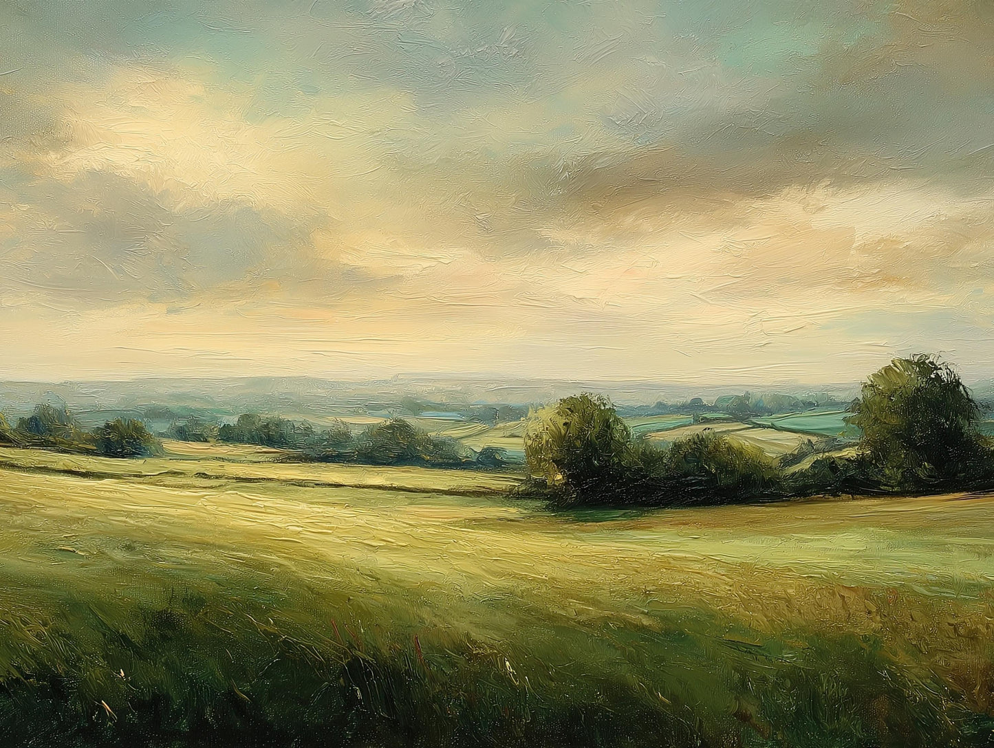 Green Pasture Landscape Canvas Wall Art Extra Large Panoramic Horizontal Country Field Print For Rustic Farmhouse Decor Wall Art – Canvas Print
