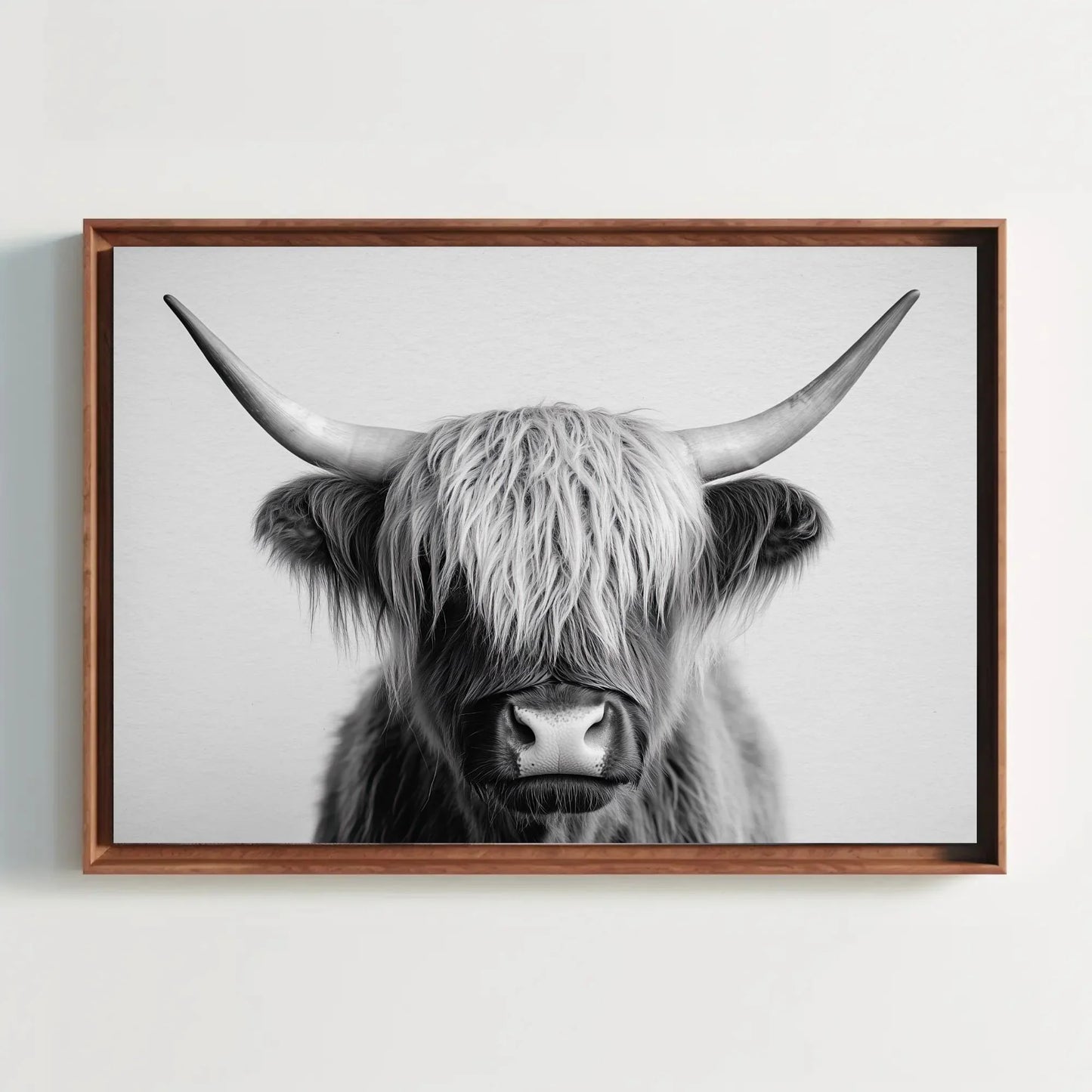 Majestic Highland Cow Canvas Print, Vintage Barn Wall Art, Cozy Rustic Farmhouse Photography for Living Room or Office Wall Art – Canvas Print
