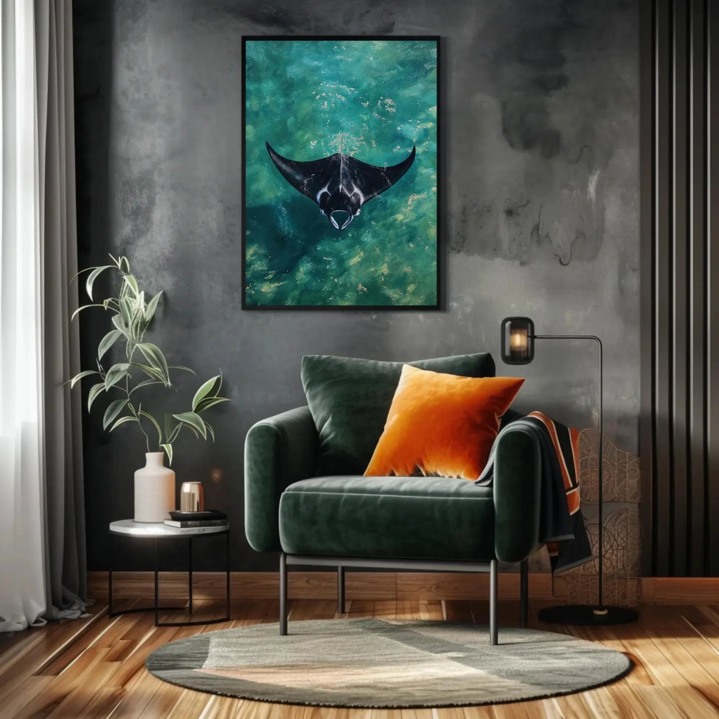 Manta Ray Oil Painting Canvas Print, Manta Ray Wall Art, Marine Wall Art, Fish painting, Fish Wall Art, Ocean Wall Decor, Beach house Canvas Wall Art – Canvas Print
