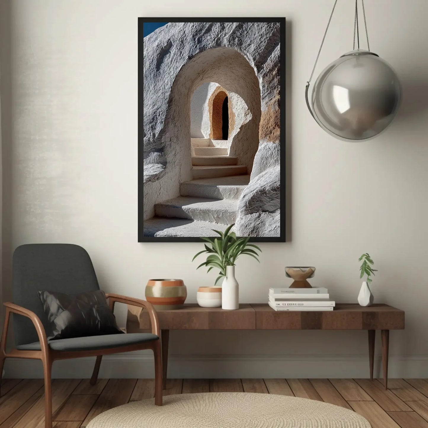Textured Archway Canvas Print, Minimalist White Wall Art, Boho Mediterranean Decor, Sculptural Plaster Effect, Neutral Abstract Photography Wall Art – Canvas Print