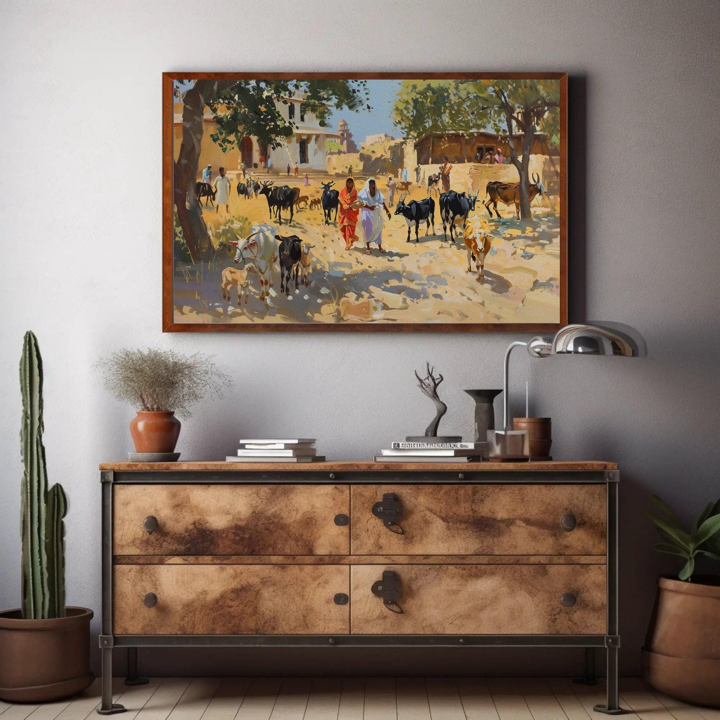 Indian Village Scene Painting