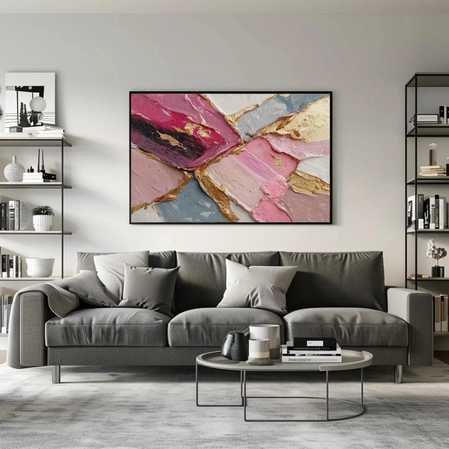 Mocha Rose Gold Art, Geometric Canvas Print, Textured Abstract Wall Art, Modern Luxury Home Decor, Velvet Effect Painting, Chic Statement Wall Art – Canvas Print