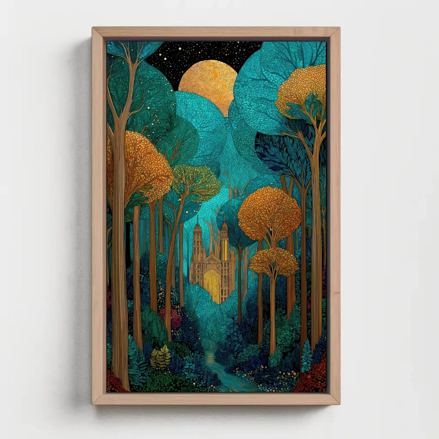 Enchanted Forest Castle Art Print | Mystical Woodland Wall Art | Fairytale Landscape Canvas | Magical Decor Wall Art – Canvas Print