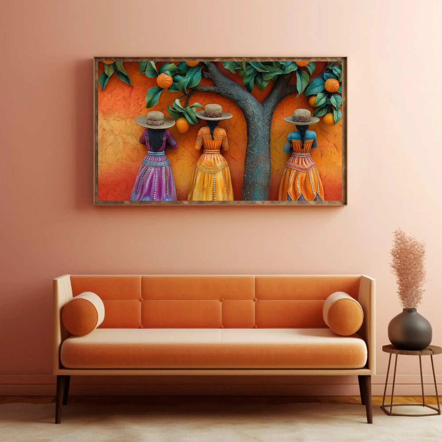 Mexican 3D illusion Wall Car Large Canvas Decor Mexico Art Mexican Woman Wall Decor Mexican Art Ready To Hang Wall Art – Canvas Print
