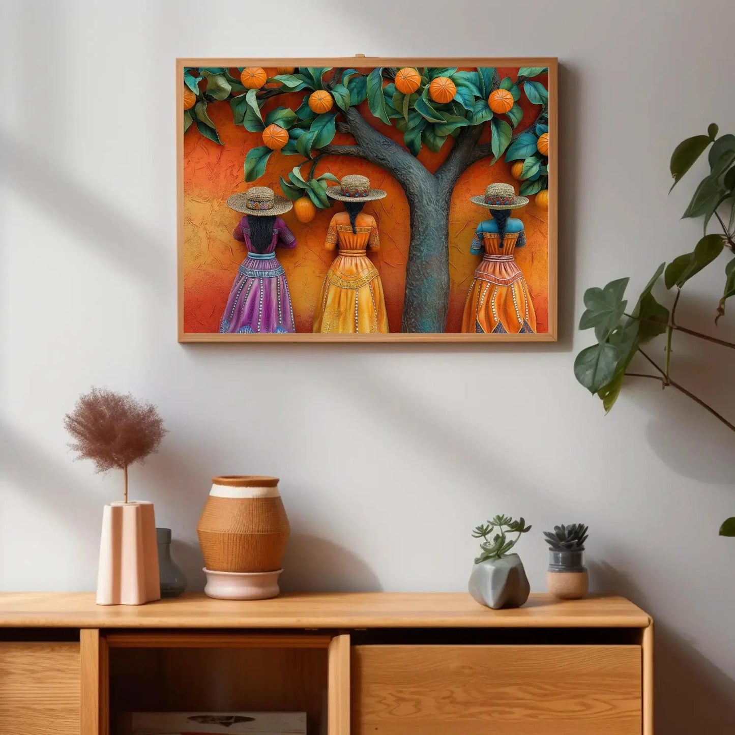 Mexican 3D illusion Wall Car Large Canvas Decor Mexico Art Mexican Woman Wall Decor Mexican Art Ready To Hang Wall Art – Canvas Print