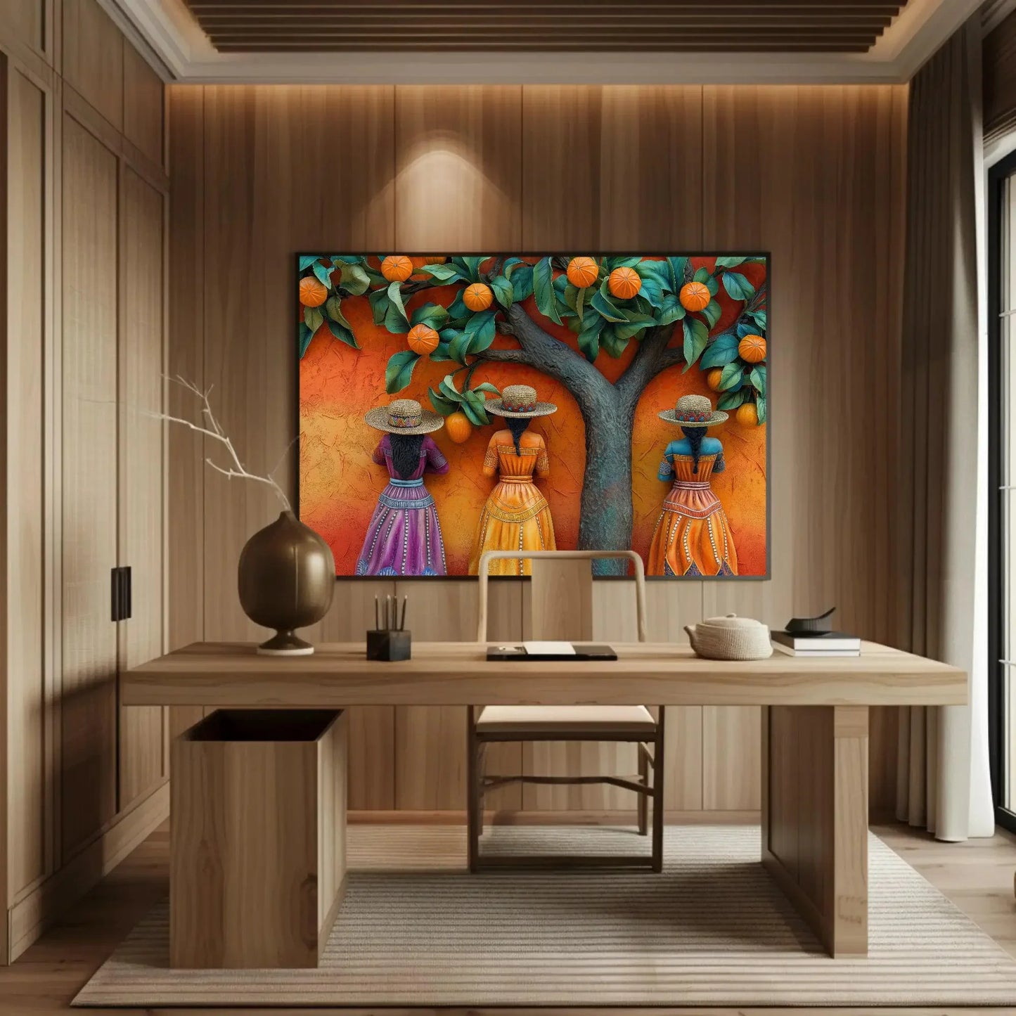 Mexican 3D illusion Wall Car Large Canvas Decor Mexico Art Mexican Woman Wall Decor Mexican Art Ready To Hang Wall Art – Canvas Print