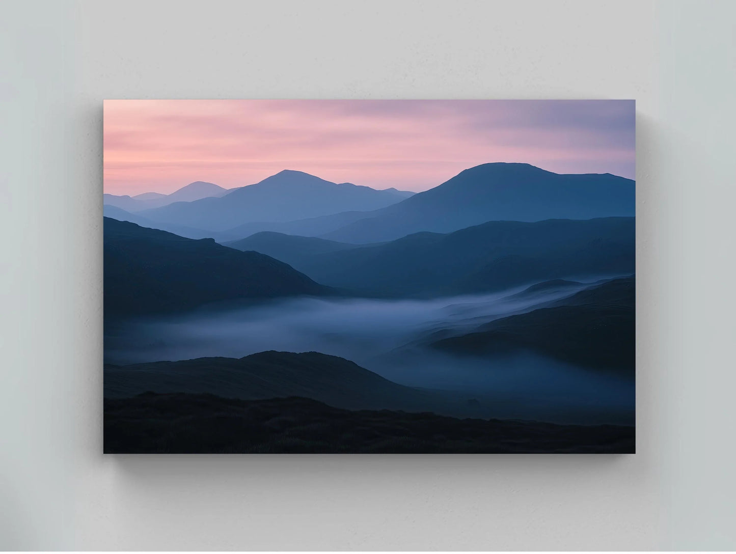 Dawn Hilltop with Misty Mountains Canvas Print | Serene Landscape Wall Art | Framed Nature Decor for Living Room or Bedroom | Ready to Hang Wall Art – Canvas Print