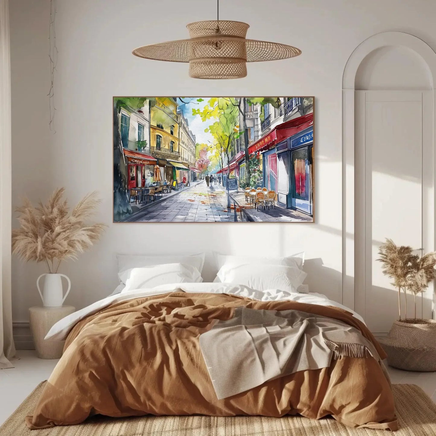 Paris Street Scene Canvas Print, Framed French Art Poster, Charming Wall Decor, Ready to Hang, Perfect for Living Room or Office Wall Art – Canvas Print