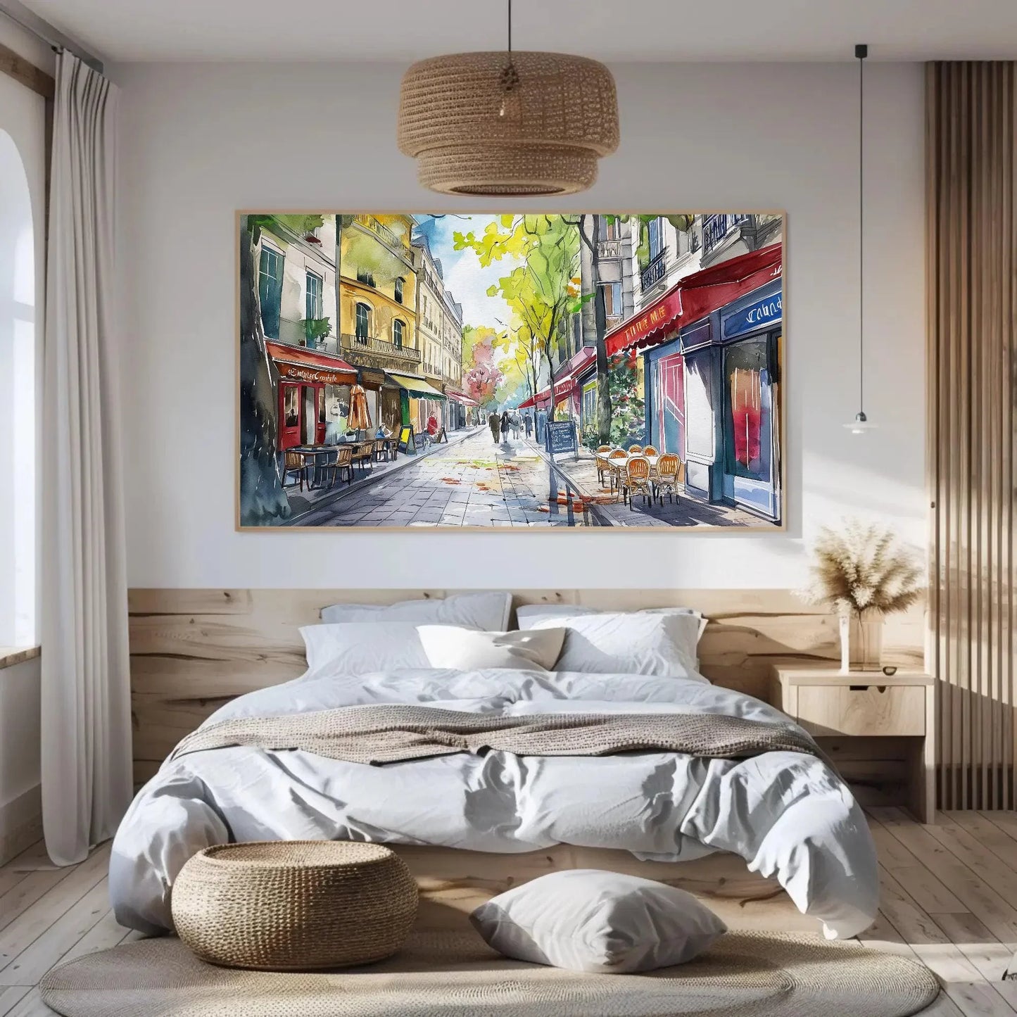 Paris Street Scene Canvas Print, Framed French Art Poster, Charming Wall Decor, Ready to Hang, Perfect for Living Room or Office Wall Art – Canvas Print