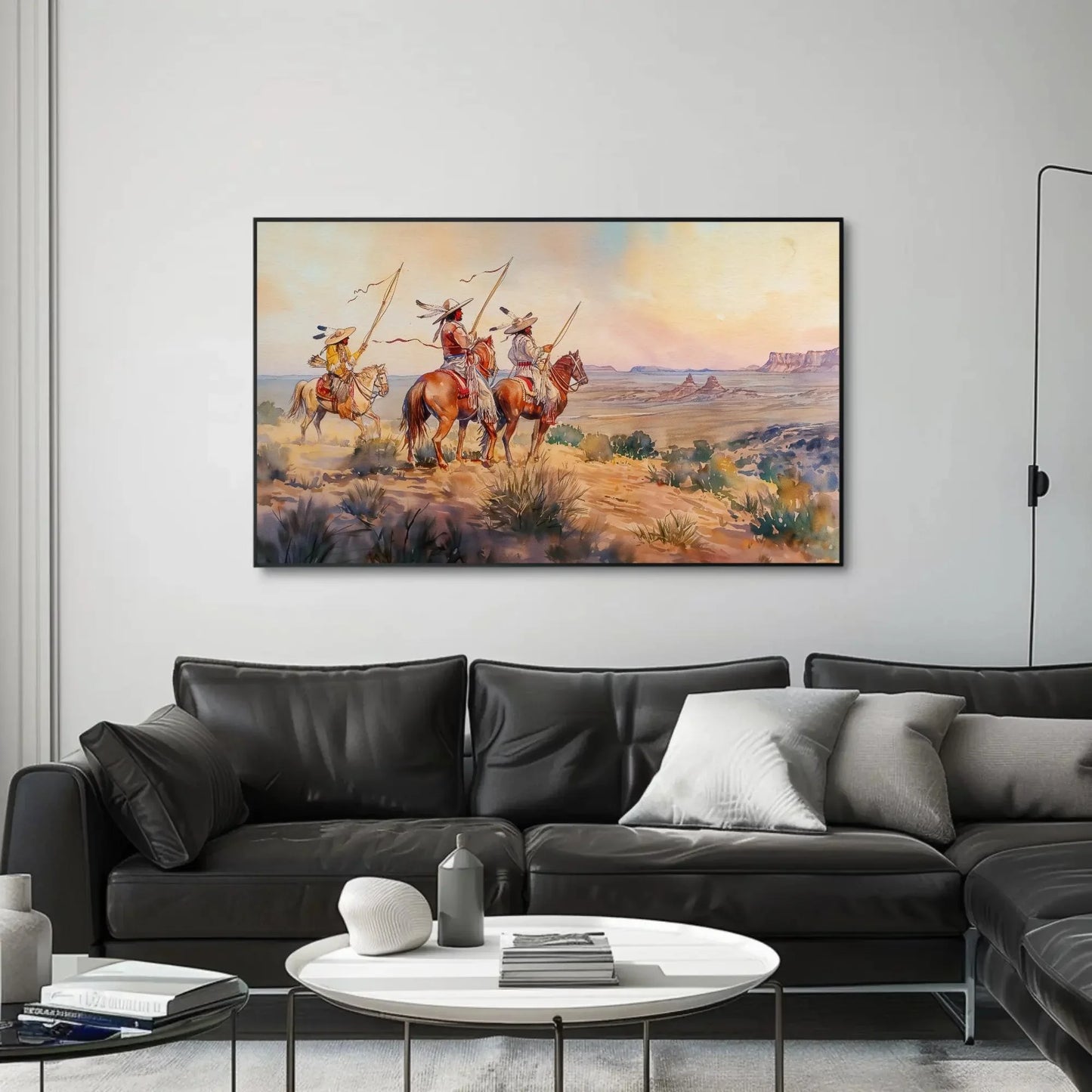 Indigenous Tribes In Desert Painting, Framed Canvas Wall Art, Native American Painting, Indigenous Tribe, American Indian Wall Decor Wall Art – Canvas Print