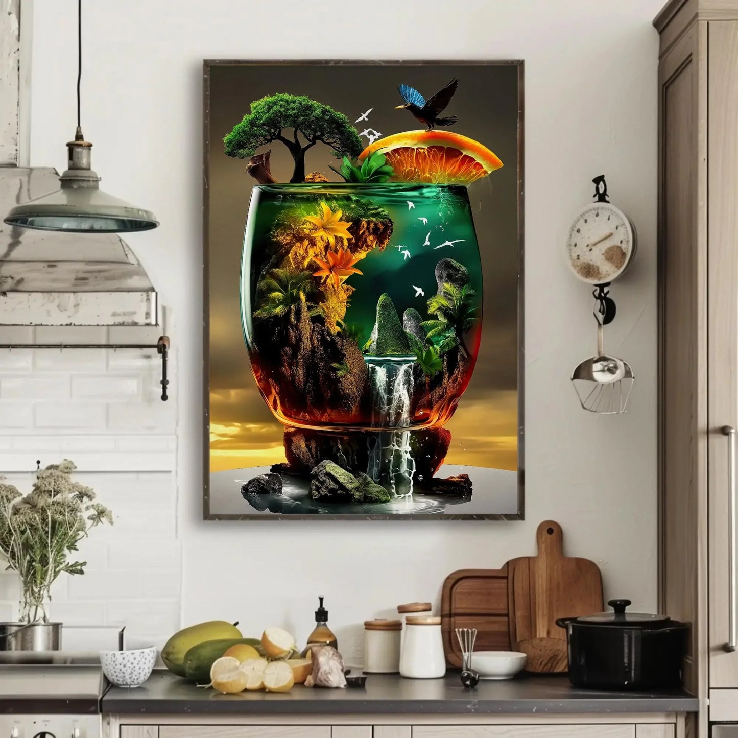 Tropical Cocktail Canvas, Framed Print, Perfect for Modern Kitchen and Dining Room Decor, Ready to Hang, Beverage Artwork for Home Bar Wall Art – Canvas Print