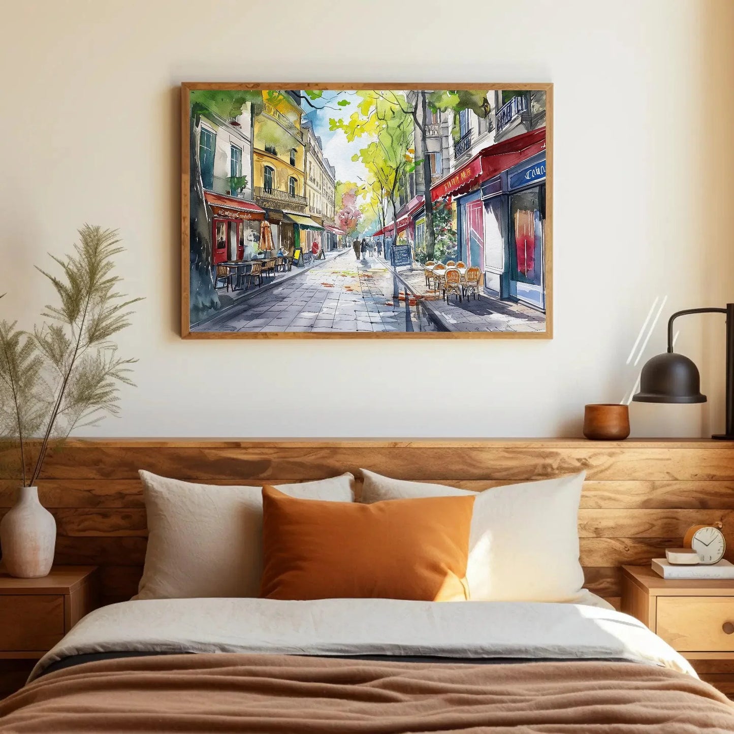 Paris Street Scene Canvas Print, Framed French Art Poster, Charming Wall Decor, Ready to Hang, Perfect for Living Room or Office Wall Art – Canvas Print
