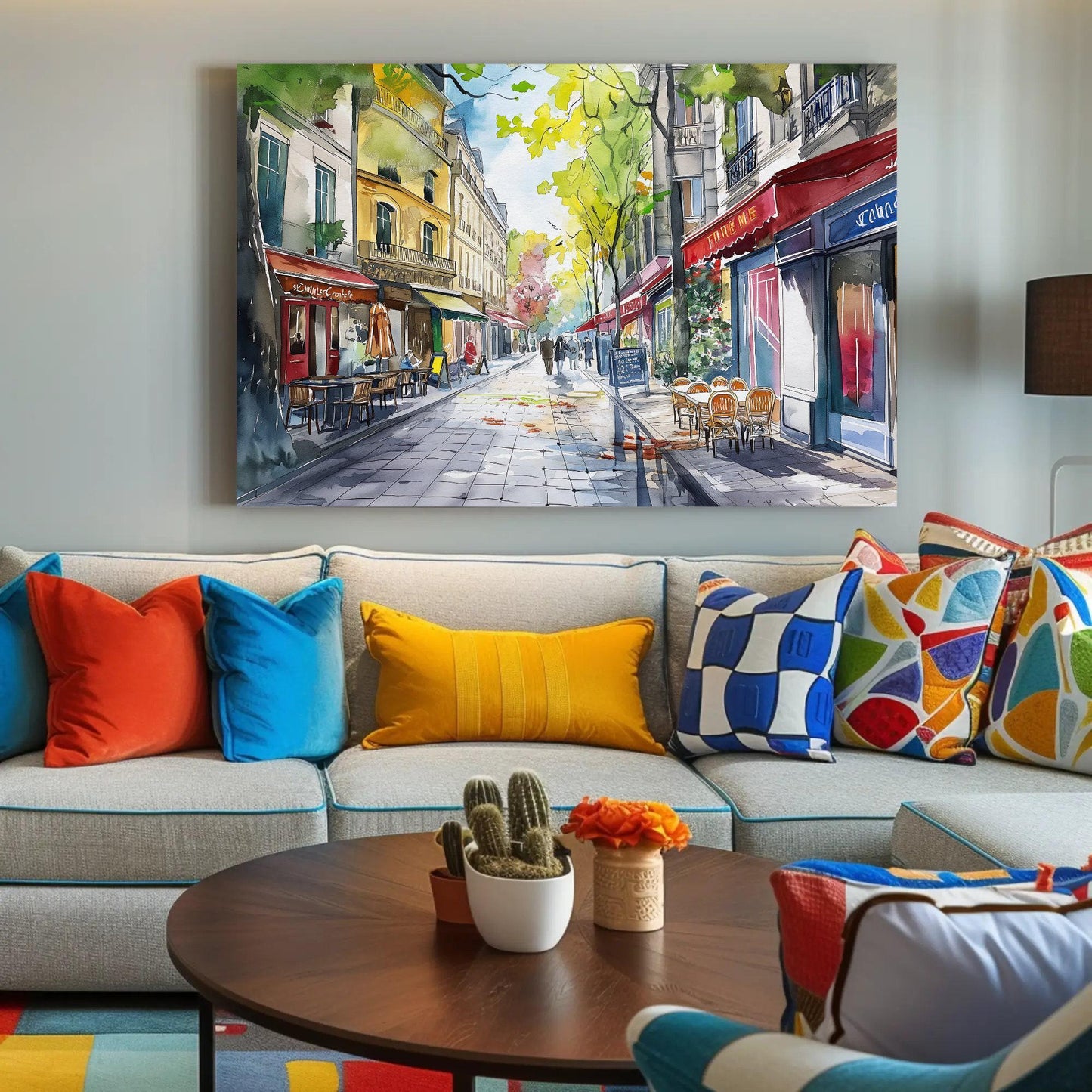 Paris Street Scene Canvas Print, Framed French Art Poster, Charming Wall Decor, Ready to Hang, Perfect for Living Room or Office Wall Art – Canvas Print