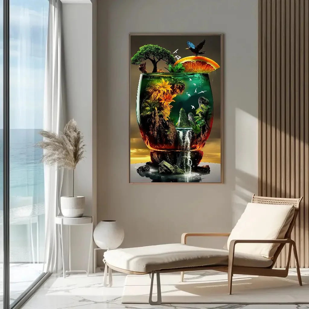 Tropical Cocktail Canvas, Framed Print, Perfect for Modern Kitchen and Dining Room Decor, Ready to Hang, Beverage Artwork for Home Bar Wall Art – Canvas Print