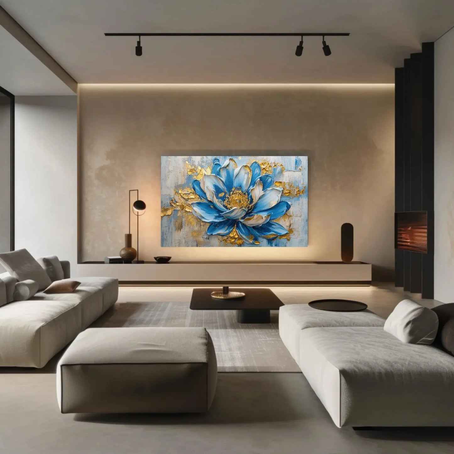 Blue Flower Bloom Canvas Painting, Framed Print, Floral Art Poster, Beautiful Wall Decor, Ready to Hang, Perfect for Living Room or Bedroom Wall Art – Canvas Print