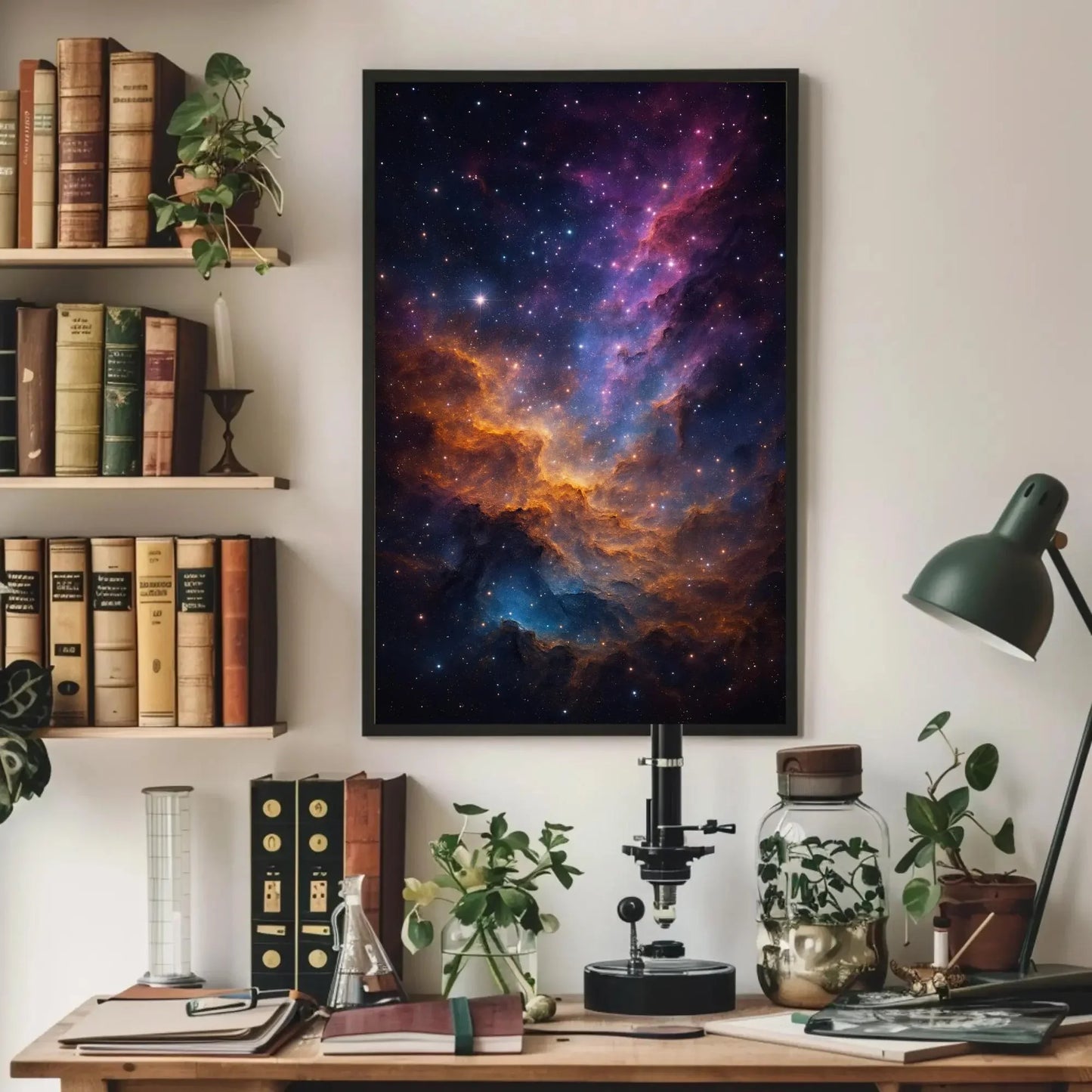 Galaxy Nebula Stars Canvas Wall Art, Cosmic Night Sky Print, Deep Space Universe Decor, Purple Astral Scene for Sci Fi Themed Rooms Wall Art – Canvas Print