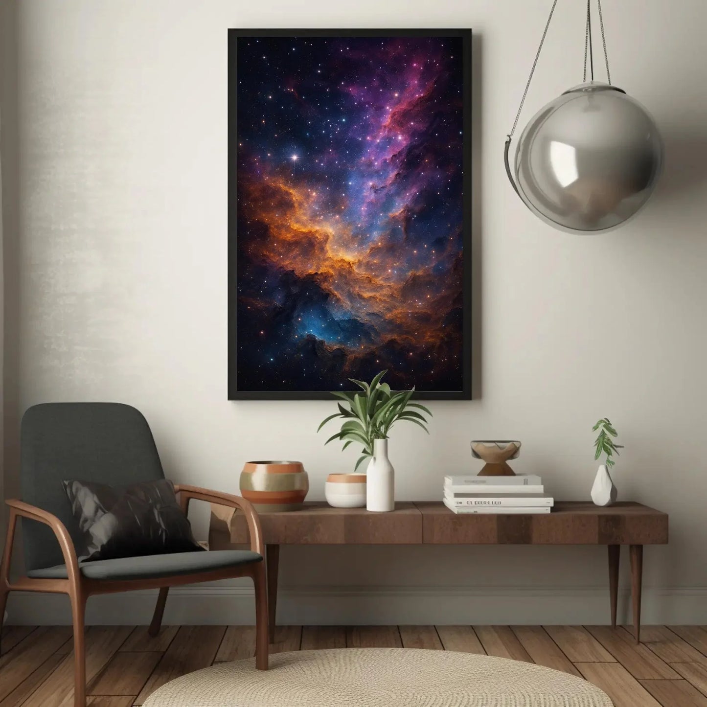 Galaxy Nebula Stars Canvas Wall Art, Cosmic Night Sky Print, Deep Space Universe Decor, Purple Astral Scene for Sci Fi Themed Rooms Wall Art – Canvas Print