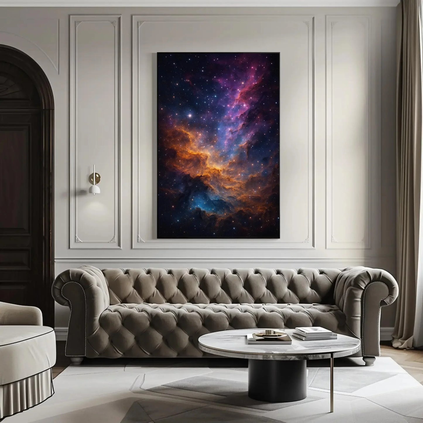 Galaxy Nebula Stars Canvas Wall Art, Cosmic Night Sky Print, Deep Space Universe Decor, Purple Astral Scene for Sci Fi Themed Rooms Wall Art – Canvas Print