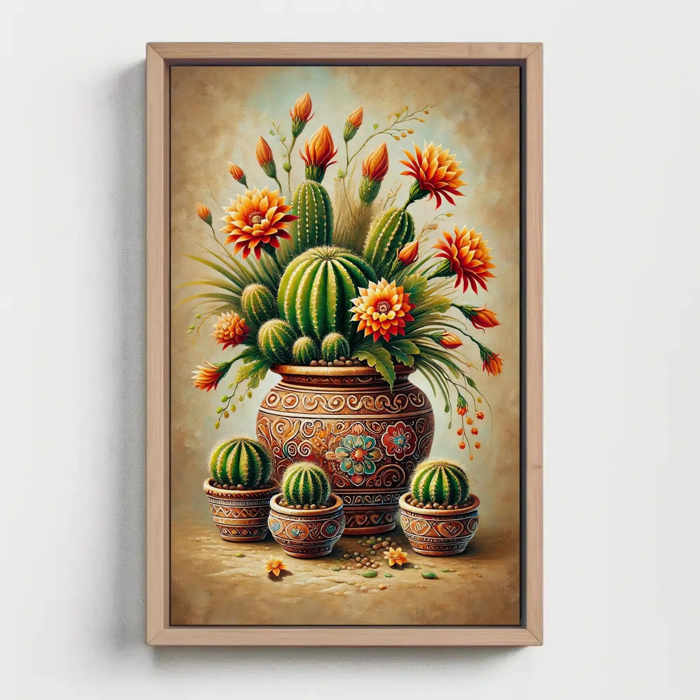 Mexican Cactus Canvas Poster, Botanical Desert Landscape Print, Traditional Mexican Floral Wall Art, Cultural Home Decor Gift, Frameless Art Wall Art – Canvas Print