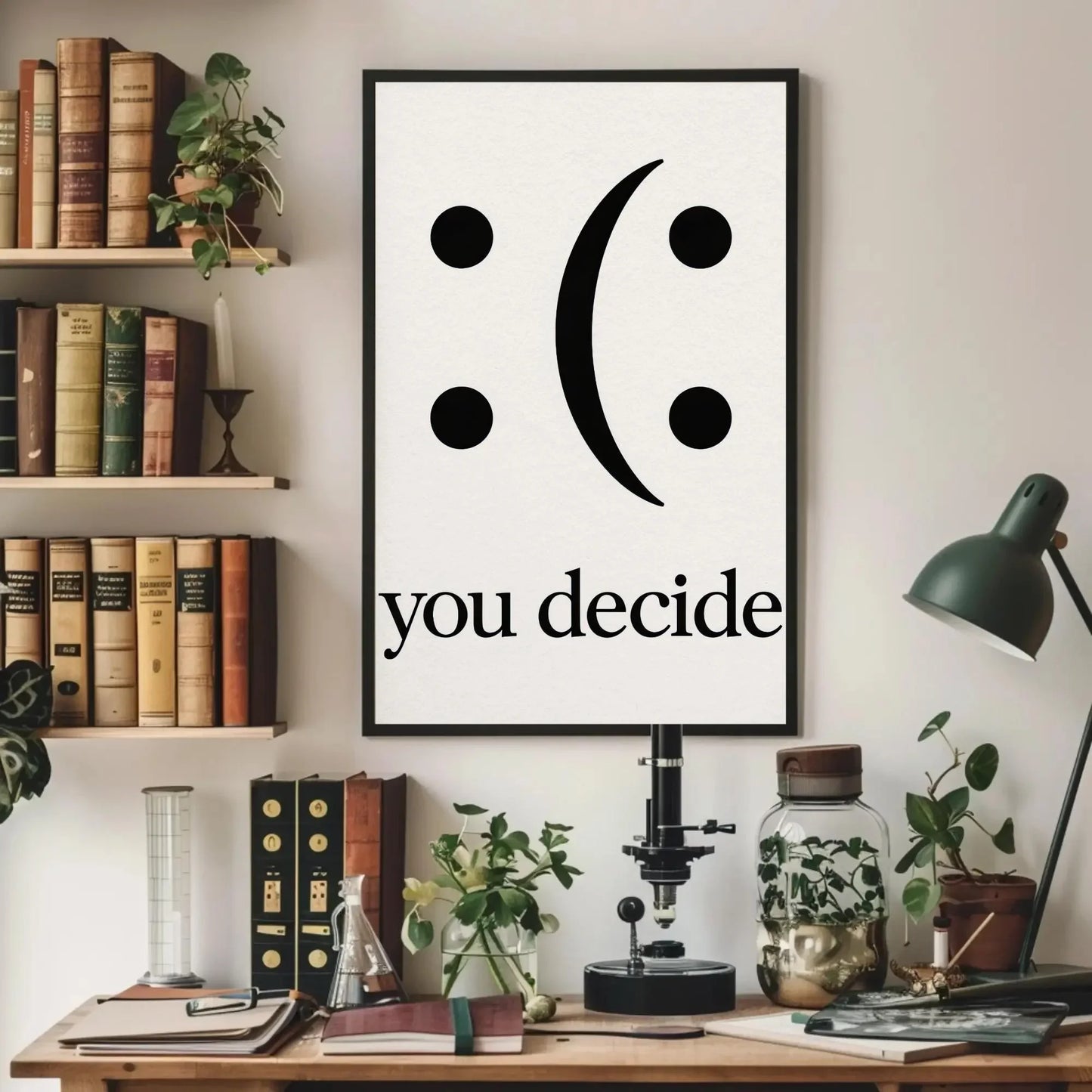 You Decide Canvas Print, Extra Large Inspirational Wall Art, Happy or Sad Word Play Design for Classroom, Office, or Kids’ Room Decor Wall Art – Canvas Print