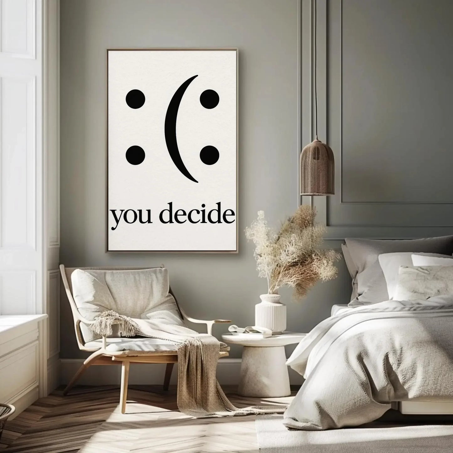 You Decide Canvas Print, Extra Large Inspirational Wall Art, Happy or Sad Word Play Design for Classroom, Office, or Kids’ Room Decor Wall Art – Canvas Print