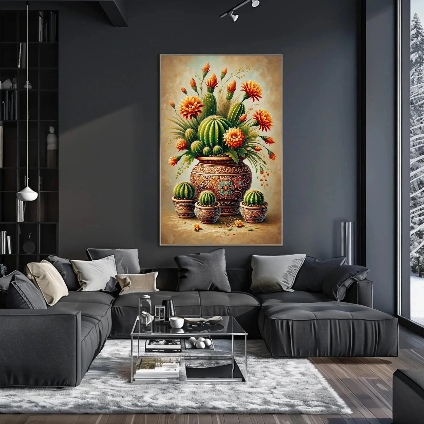 Mexican Cactus Canvas Poster, Botanical Desert Landscape Print, Traditional Mexican Floral Wall Art, Cultural Home Decor Gift, Frameless Art Wall Art – Canvas Print