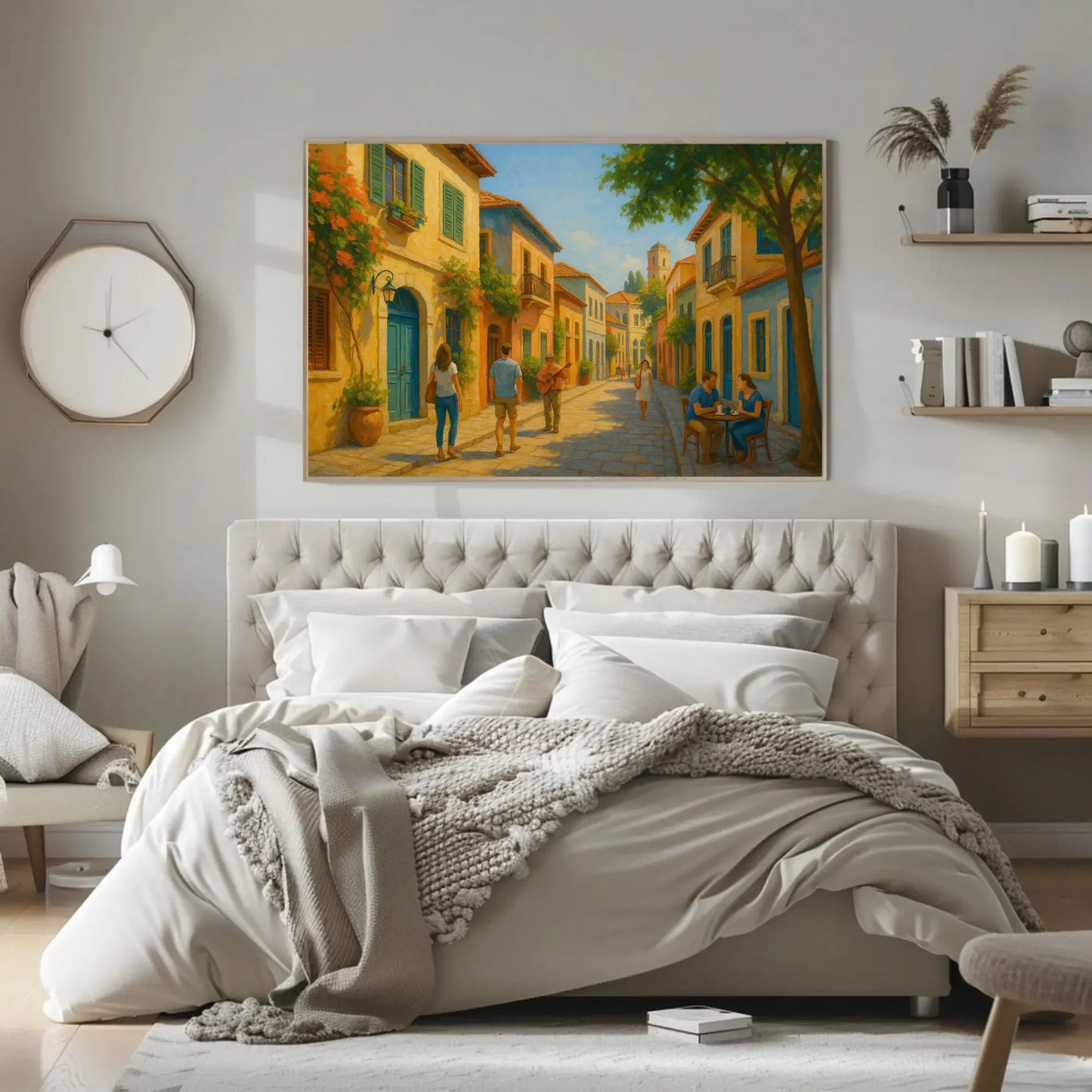 Neve Tzedek canvas print Tel Aviv painting Israeli Mediterranean street art wall decor romantic colorful home vibe Wall Art – Canvas Print