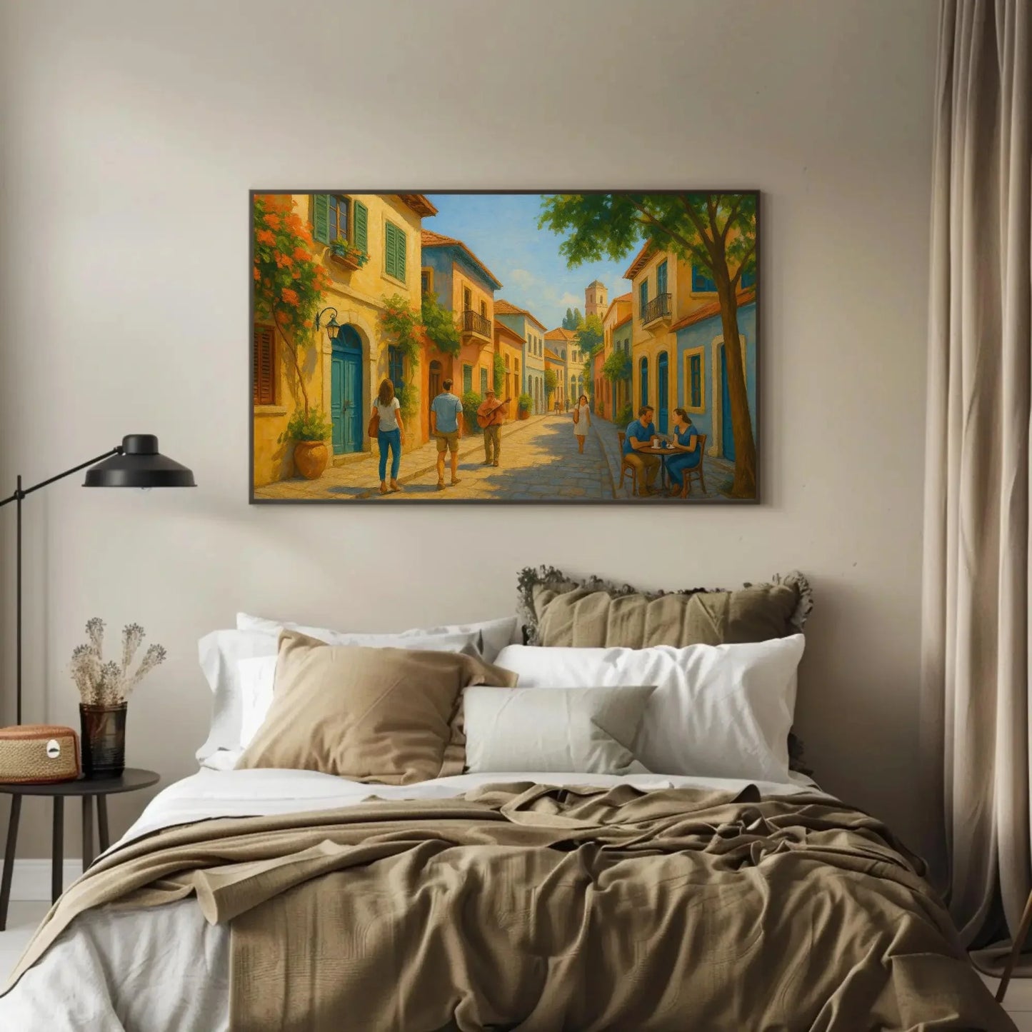 Neve Tzedek canvas print Tel Aviv painting Israeli Mediterranean street art wall decor romantic colorful home vibe Wall Art – Canvas Print
