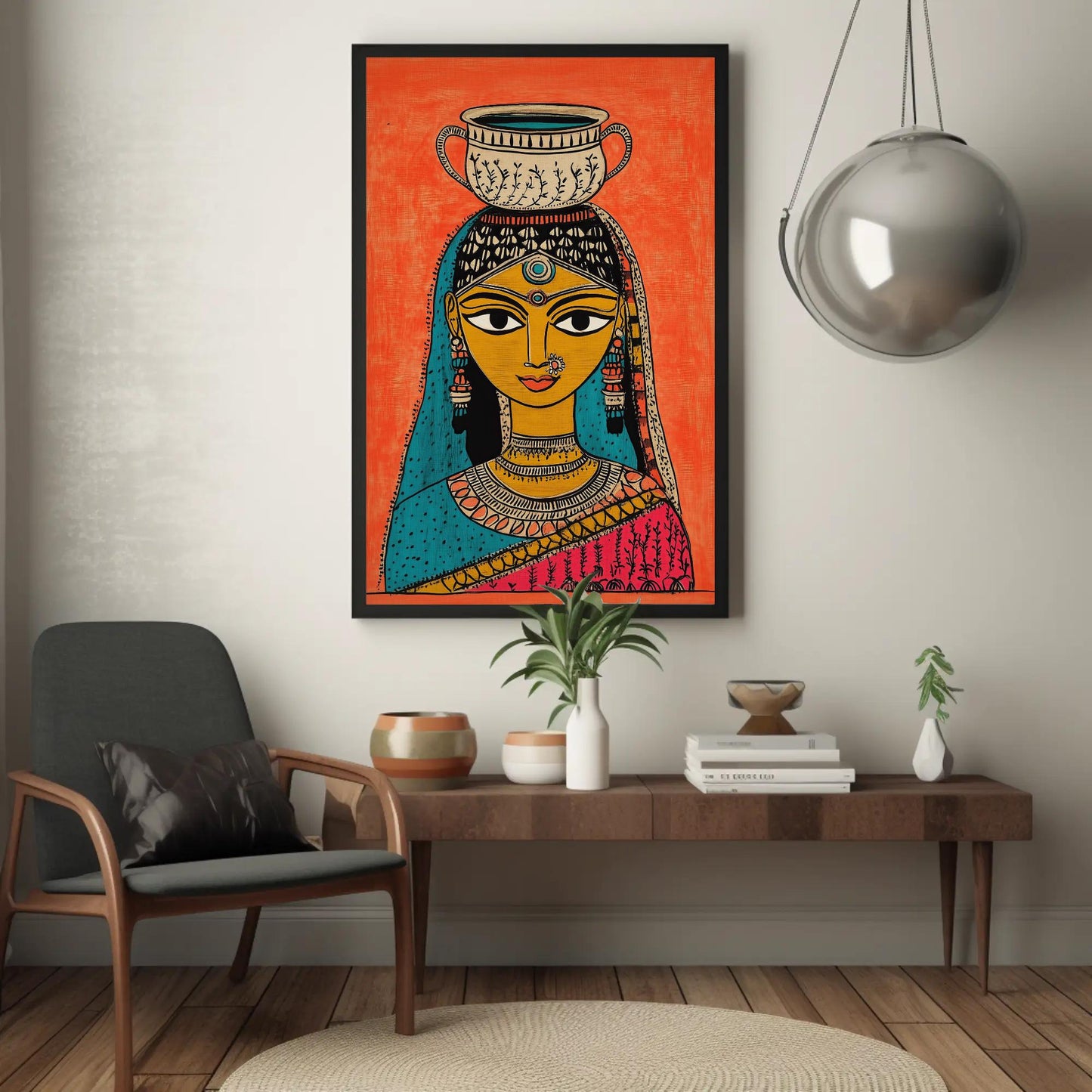 Indian Woman Modern Canvas Wall Arta1