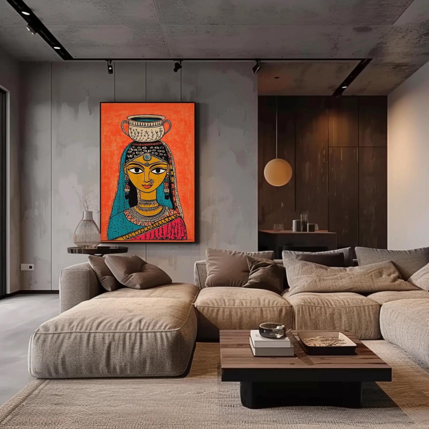 Indian Woman Modern Canvas Wall Art