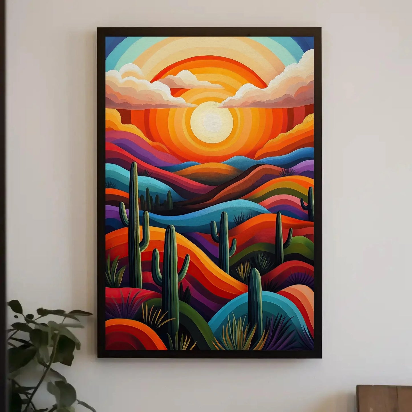 Sunset Over Cacti in the Sonoran Desert Canvas Print | Mexican Desert Landscape | Vibrant Southwestern Wall Art | Sonoran Cacti Decor Wall Art – Canvas Print