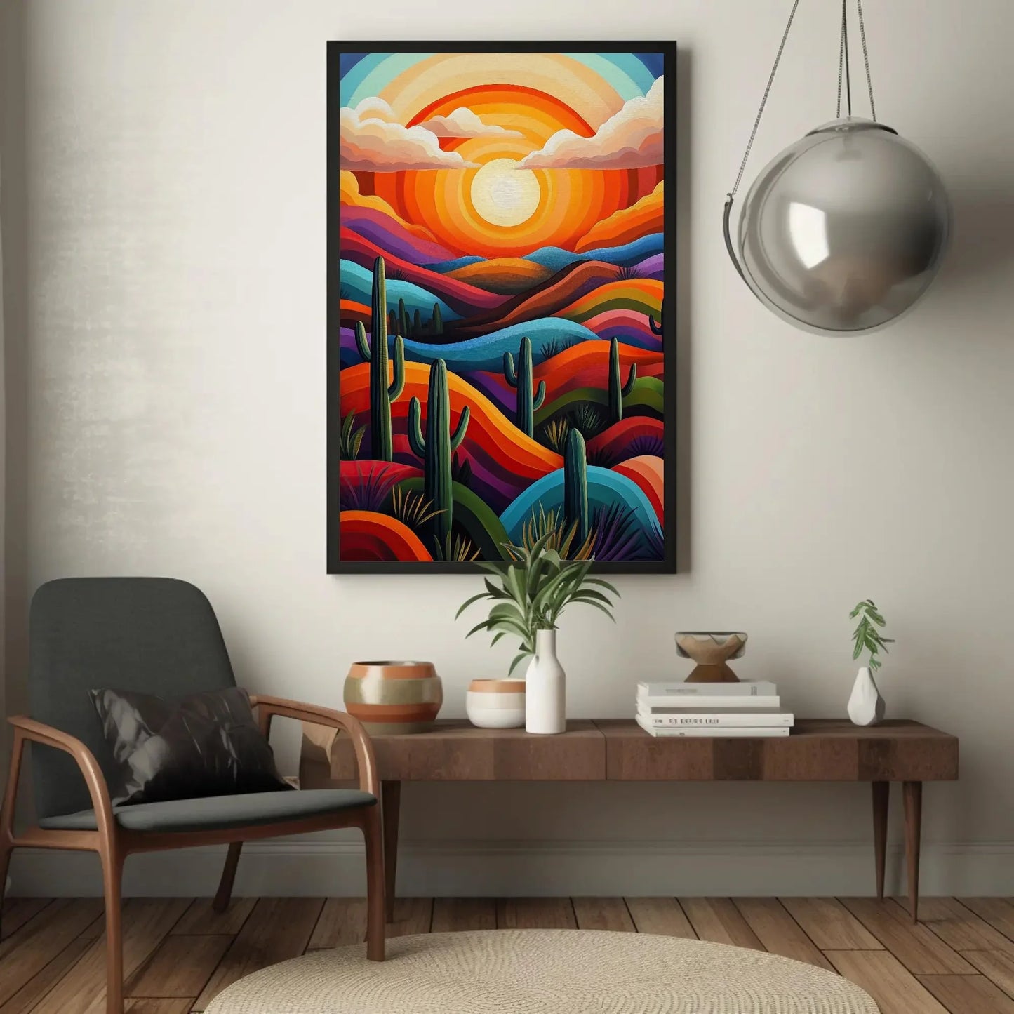 Sunset Over Cacti in the Sonoran Desert Canvas Print | Mexican Desert Landscape | Vibrant Southwestern Wall Art | Sonoran Cacti Decor Wall Art – Canvas Print