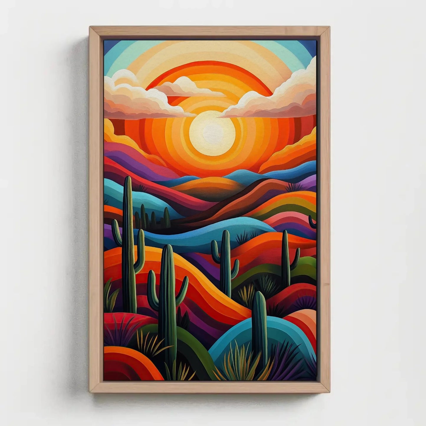 Sunset Over Cacti in the Sonoran Desert Canvas Print | Mexican Desert Landscape | Vibrant Southwestern Wall Art | Sonoran Cacti Decor Wall Art – Canvas Print