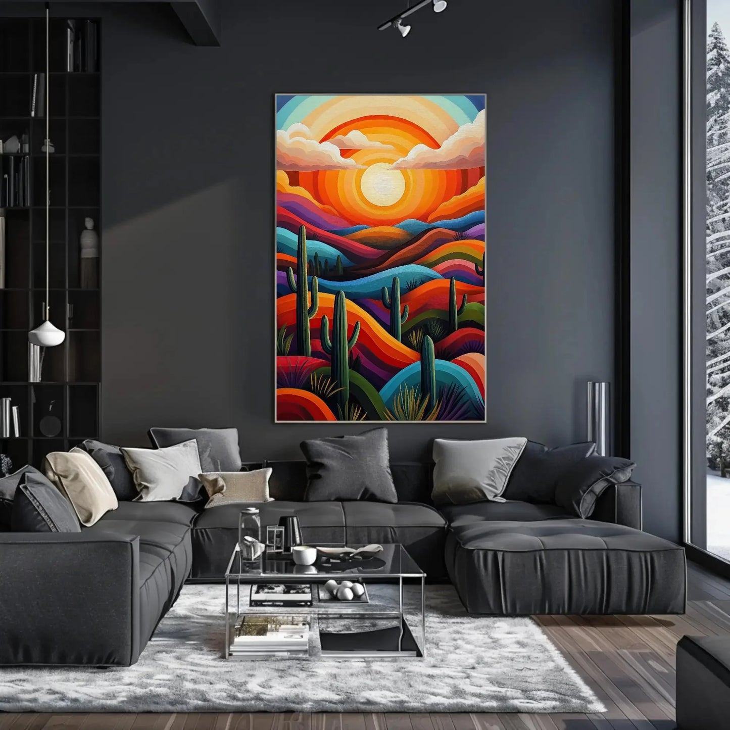 Sunset Over Cacti in the Sonoran Desert Canvas Print | Mexican Desert Landscape | Vibrant Southwestern Wall Art | Sonoran Cacti Decor Wall Art – Canvas Print