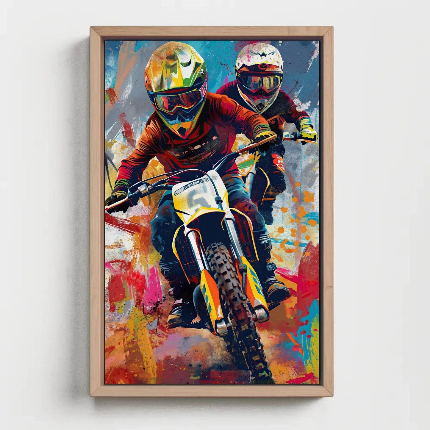 Dirt bike wall art, bike lover canvas print, biker riders wall decor, bikers wall art, off-road bike riders, dirt biking, ready to hang Wall Art – Canvas Print