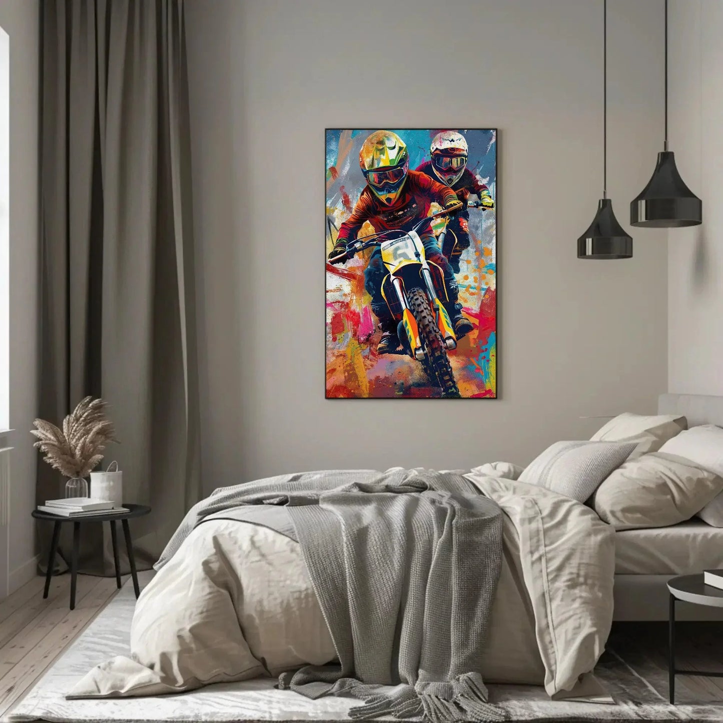 Dirt bike wall art, bike lover canvas print, biker riders wall decor, bikers wall art, off-road bike riders, dirt biking, ready to hang Wall Art – Canvas Print