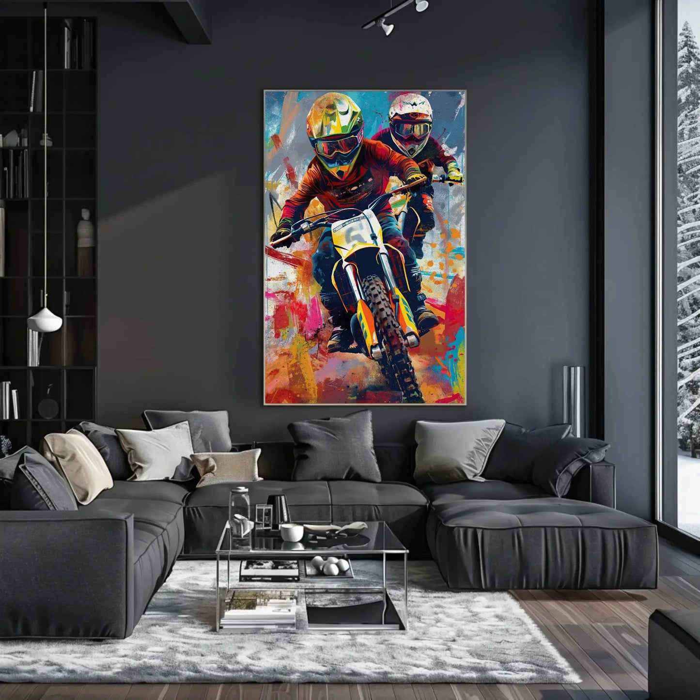 Dirt bike wall art, bike lover canvas print, biker riders wall decor, bikers wall art, off-road bike riders, dirt biking, ready to hang Wall Art – Canvas Print