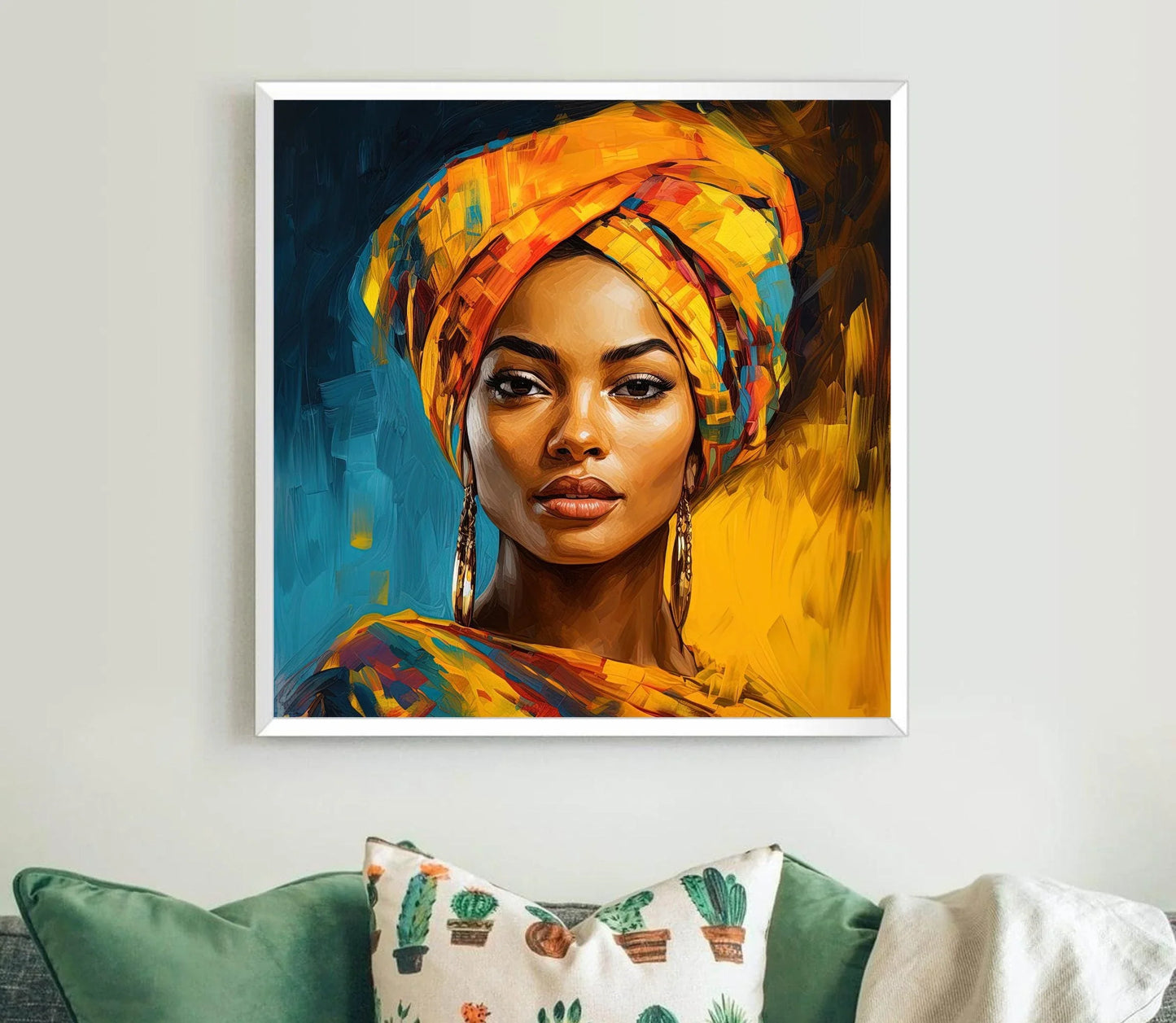African Woman Art Print, African Girl Painting, Black Women ArtWork, African Painting, Black Art, Black Women Painting Wall Art – Canvas Print
