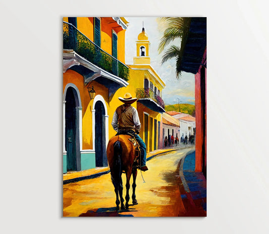 Puerto Rican Jibaro Print - Puerto Rican Art - Horse Rider Painting - Puerto Rico Wall Art and Decor - Puerto Rico art - Boricua Wall Art – Canvas Print